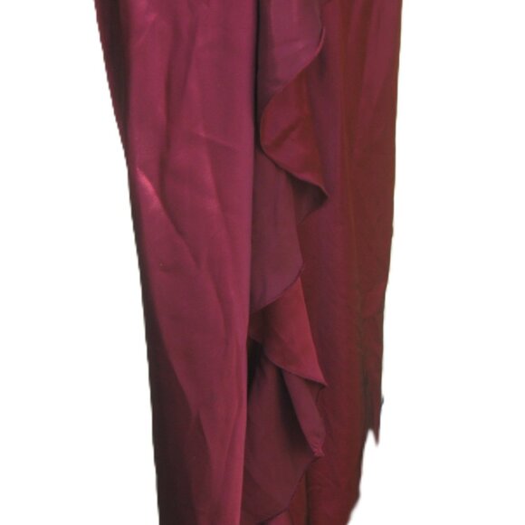 VINTAGE w/ Tag RAMPAGE Burgundy Ruffle Formal Evening Gown 3 *Needs Zipper Pull* - Picture 7 of 16